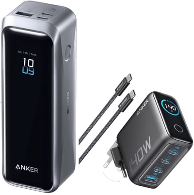 Anker Prime Power Bank Black Myth: Wukong Edition, 20,100mAh 3-Port Portable Charger with 220W, Two-Way Power, TSA-Approved, App Control + Anker 140W USB-C oplader