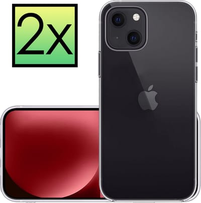 Hoesje - 2 Stuks - Geschikt voor Apple iPhone 15 - Sterk & Shockproof - Case Siliconen - Back Cover - Telefoon Hoes - Transparant
