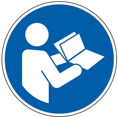 Gebruiksaanwijzing gebruiken sticker - ISO 7010 - M002 100 mm