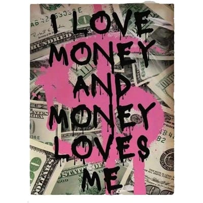 1 pièce Tapisserie Billet de Dollar Je T'aime l'Argent, Suspension Murale Citation Graffiti, Déco Chambre Cool, Grande Taille, Impression 2D Polyester, Chambre Stu 90X150cm