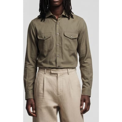 Reiss Oe Hugo-textured Overshir Sage Size: M | Casual Shirts Outlet | Heren | Bruin