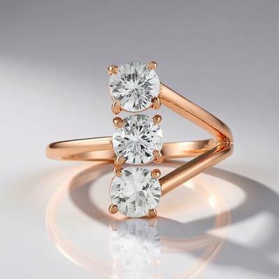 Cavill - Zilveren ring roségoud verguld - 925 Sterling Zilver - 3 Cambodja zirkonen 2,33 ct - Moderne damesring - Elegante briljant geslepen stenen