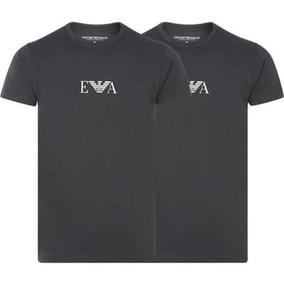 Emporio Armani EA T-shirt à manches courtes et col rond avec imprimé lettres 2 pièces Hauts pour homme Gris CC715-111267-19044 S gray
