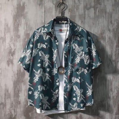 Shirt Heren Korte mouw Zomer Strand Bloemen Shirt Los Shirt L gray