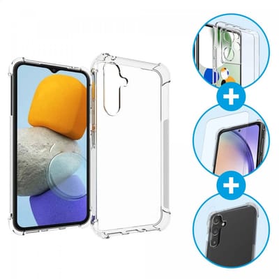 3-in-1 Set | Schokbestendig Doorzichtig Hoesje + 9H Tempered Glass + Camera Protector Transparant | 360° Beschermset Geschikt voor Samsung Galaxy A54