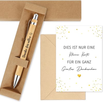Bedank Pen - Cadeau Pen - Gevoelens Uiten - Houten Gravure - 179 cm - Houtkleur