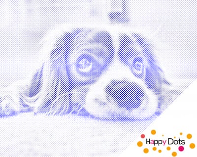 HappyDots DOT Painting Schattig Hondje 30x40cm - Stippelschilderij Blauw