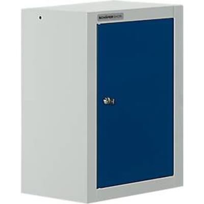 Schäfer Shop Select wandkast, enkeldeurs, met tussenplank, B 400 x D 320 x H 600 mm, staal, lichtgrijs/ gentiaanblauw