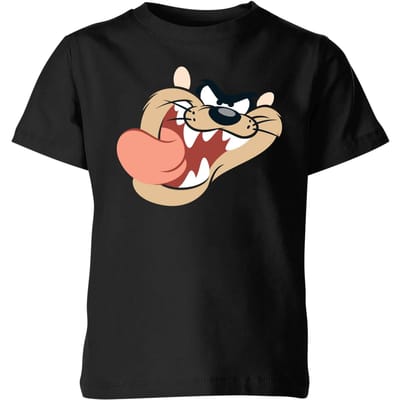 Looney Tunes Taz Face Kinder T-shirt - Zwart - 110/116 (5-6 jaar)