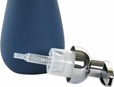 Items Zeeppompjedispenser - 2x - keramiek - nachtblauw - 16 cm - lotionpompje - keuken/badkamer/toilet