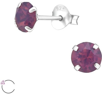 Aramat Jewels | Oorbellen | 925 Zilveren Kristal Oorbellen - Sprankelende Zirkonia Studs | 5mm / Opaal Chrysoliet | | | Zilver | Kinderen, Volwassenen | Verkleurd niet