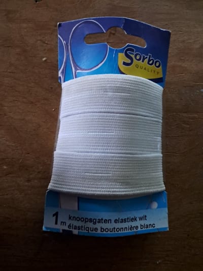 1m Elastiek met knoopsgaten wit 18mm Sorbo