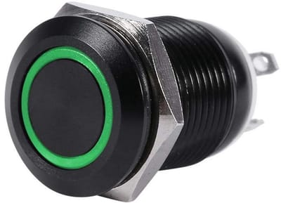 Waterdichte 12mm LED Drukknop Kortstondig - Rood, Groen, Blauw, Wit Licht
