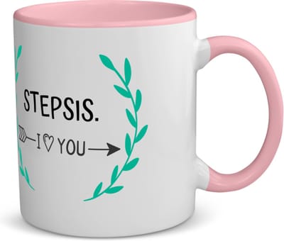 Akyol - stepsis i love you koffiemok - theemok - roze - Zus - de liefste stiefzus - verjaardag - cadeautje voor zus - zus artikelen - kado - geschenk - 350 ML inhoud