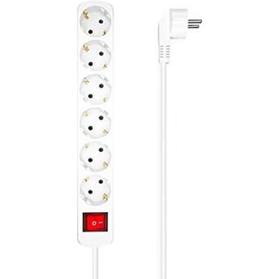 Stopcontactstrip 6 Stopcontacten met Schakelaar Aisens Wit (1,4 m)
