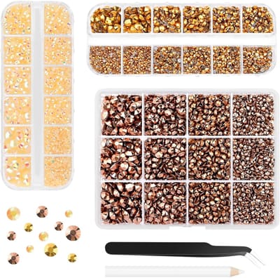 Dailygoody - Hars Strass - 17000 Stuks - Inclusief Pincet - Goud - DIY Nagelkunst - Geschikt voor Knutselen - Kleding