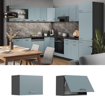 Moderne Rechte Keukenkast 60 cm Blauwgrijs Antraciet