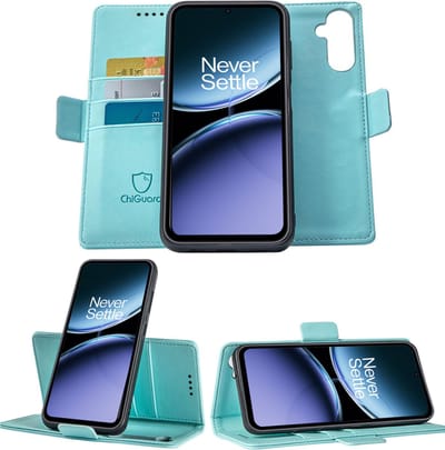 Geschikt voor OnePlus Nord 4 - Book Case Hoesje - Uitneembaar Hoesje - Magnetische Sluiting - Portemonnee Baby Blauw
