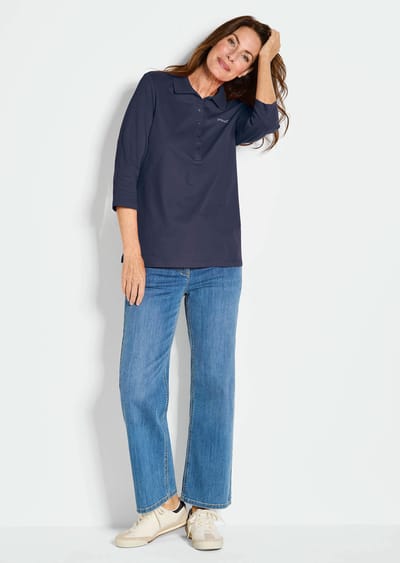 Poloshirt van eersteklas piquéstof - marine - Gr. 46 van Goldner Fashion