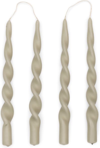 Riviera Maison gedraaide dinerkaars, kaarsen set, swirl kaarsen - Twisted Dinner Candles - Zachtgroen - Paraffine - 4 stuks