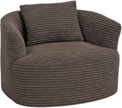 Fauteuil MCW-P18, loungefuteuil, relaxfauteuil, gestoffeerde fauteuil, cocktailfauteuil, stof/textiel corduroy (370 g/m²) ~ bruin