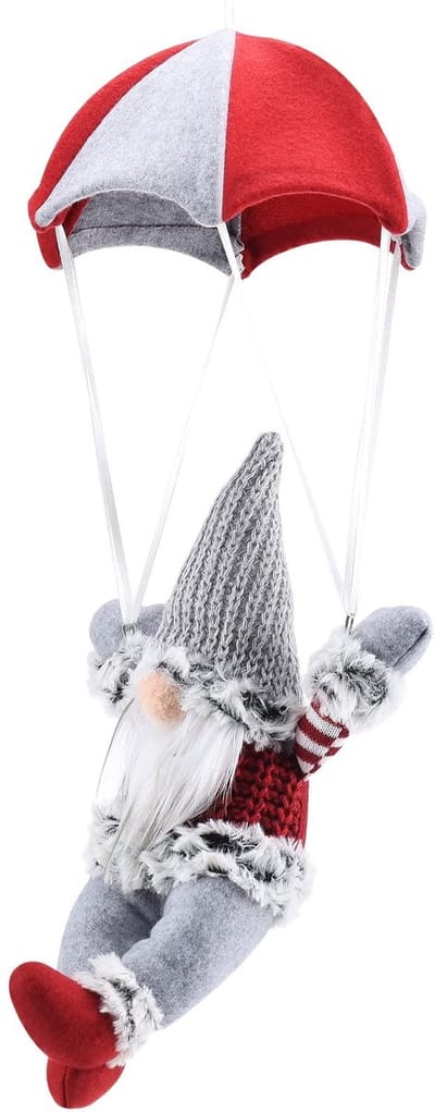 Allecto - Hangende kerstman met parachute - Kerstboomversiering - 40,6 cm groot - Binnen decoratie - Gezellig voor nieuwjaarsfeest - Voor de feestd...
