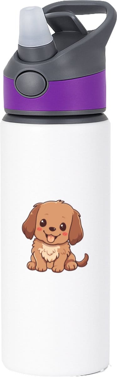 Hacebo® - puppy waterfles met rietje paars - Dieren liefhebbers - Honden - Dieren liefhebbers - puppy's - huisdieren sleutelhanger - Hondenpoot - Love my dog - hond - labrador - herdershond - border collie - dog - water fles - 650ML