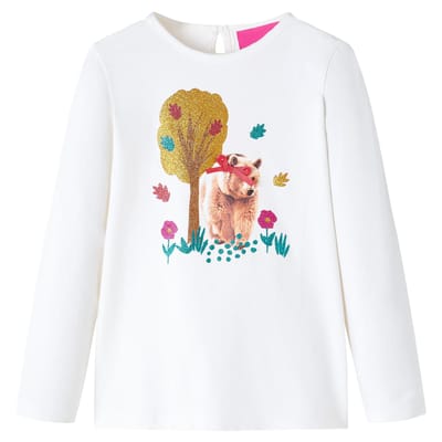 vidaXL - Kindershirt - met - lange - mouwen - 116 - ecru