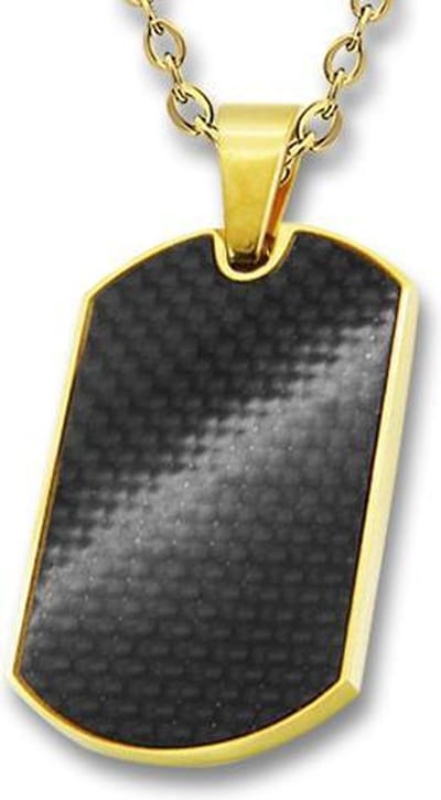 Amanto Ketting Emson G - 316L Staal - Dogtag - Carbon - 32x20mm - 60cm
