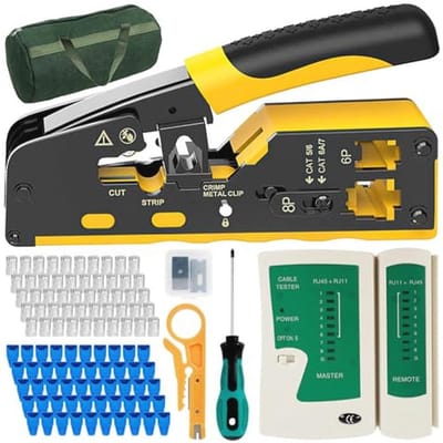 Multifunctionele Krimptang en Netwerkgereedschapsset voor CAT5, CAT6, CAT7 - Draagbaar en Compleet