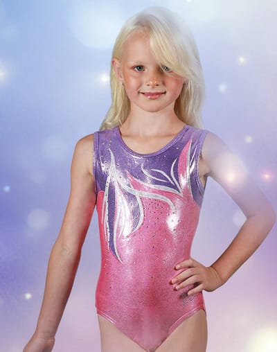 Fairysports Turnpakje Dreamcatcher maat 110-116 meisjes gympakje lila roze lichtroze met gekleurde steentjes