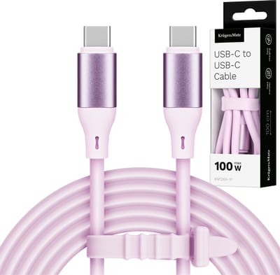 Krüger&Matz Basic - USB C Kabel - 100 W - 1 m - Roze Silikon