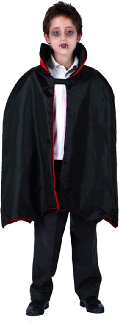 Atosa Halloween Dracula verkleed cape - voor kinderen - dubbelzijdig - rood/zwart - L66 cm