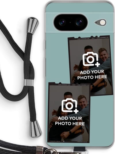 Gepersonaliseerd - Case Company® - Hoesje met koord geschikt voor Google Pixel 8 hoesje met Koord - Polaroid Zwart - Telefoonhoesje met Zwart Koord - Bescherming aan alle Kanten en Over de Schermrand
