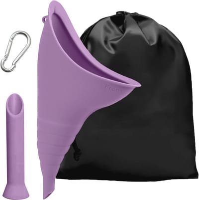 JOOTUEPO Vrouwelijk urinerapparaat, draagbare vrouwelijke urinoirtrechter met trekkoord tas, voor kamperen, wandelen, reizen, veilig en comfortabel (paars)