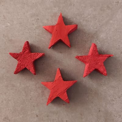 Coconut Star 5 Cm Red 100 pcs - kerstdecoratie voor binnen - kerst - stukjes - decoratie - kerstster - kokos - coco - ster