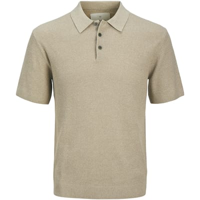 Jack & Jones - Heren Polo SS Cooper Knit Polo - Beige - Maat M