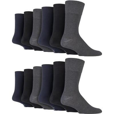 12 Paar Heren Gentle Grip Losse Top Sokken | Extra Brede Niet-Elastische Sokken