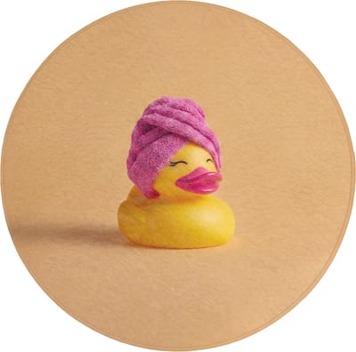WC mat rond 70x70 cm - Antislip - Badeend - Handdoek - Kleurrijk - Toiletmat - Vloermat - Douchemat - Toilet tapijt - Toiletmatten
