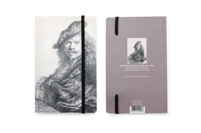 Opschrijfboekje, Zelfportret, leunend op een steen, Rembrandt
