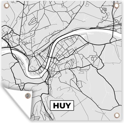 Tuin poster Stadskaart – Plattegrond – België – Zwart Wit – Huy – Kaart - 200x200 cm - Tuindoek