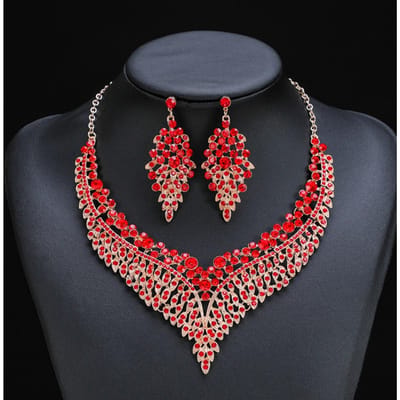 3-delige Dames Mode Sterrenblad Versieringen Ketting Oorbellen Sieraden Set Bruiloft Banket Feest Festival Cadeau 8884 black