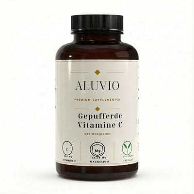 ALUVIO Gebufferde Vitamine C 500 mg met Magnesium 40+ – Immuunsysteem & Minder Vermoeidheid – 240 Vegan Capsules – 8 Maanden Voorraad – 1 Capsule per Dag