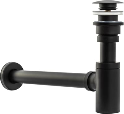 SaniGate Wastafelsifon met Afvoerplug – Mat Zwart – Sifon met Clickwaste – Universeel – Voor Wastafel en Fontein