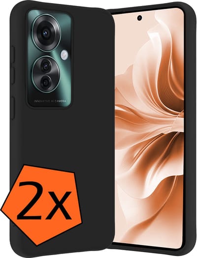 Hoes - 2 Stuks - Geschikt voor OPPO Reno 11F - Sterk & Shockproof - Case Siliconen - Back Cover - Telefoon Hoes - Zwart