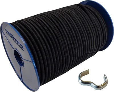 Expandertouw met klemmen - Rubberen kabel - Zeilen bevestigen - UV-bestendig - 10 meter - Zwart