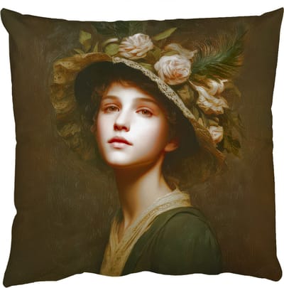 Sierkussens - Kussentjes Woonkamer - 50x50 cm - Bloemenhoed - Portret - Vrouw