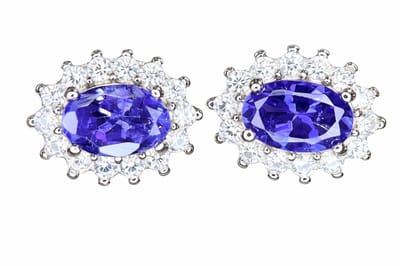 Tanzaniet Oorbellen 925 Sterling Zilver – Natuurlijke Edelsteen met Zirkonia Halo – Luxe Blauwe Dames Oorbellen