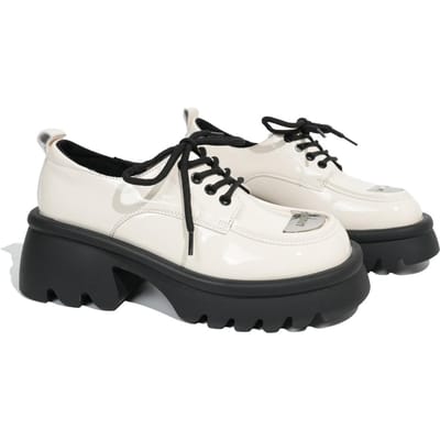 Echt Leer Platform Loafers Damesschoenen Lente Nieuw Britse Stijl Kleine Leren Schoenen Verhoogd door Mary Jane Schoenen Pumps 37 white