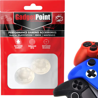 Gadgetpoint - Thumb Grips voor PlayStation, PS5, Xbox X/S, One & Switch Pro Controller - Gaming Thumbgrips - Performance Anti-Slip Thumbsticks - Bescherming Accessoires - Thumbgrips 8 stippen - Transparant